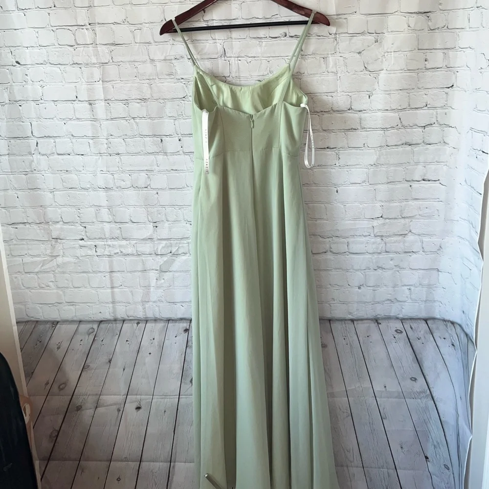 Azazie light green polyester formal long dress size M - Picture 9 of 14
